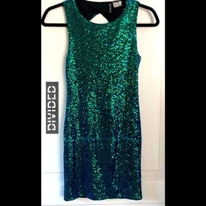 NWOT Divided Green Sequin Mini Dress